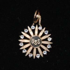 Vintage 10k USS US Steel Corps Pendant with Diamonds Estate Jewelry